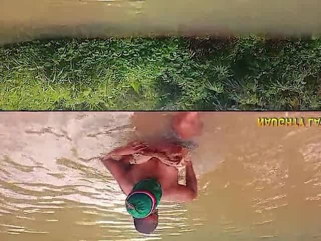 Screwing Nasty Colledge Course Boy-friends large dick during village river baths