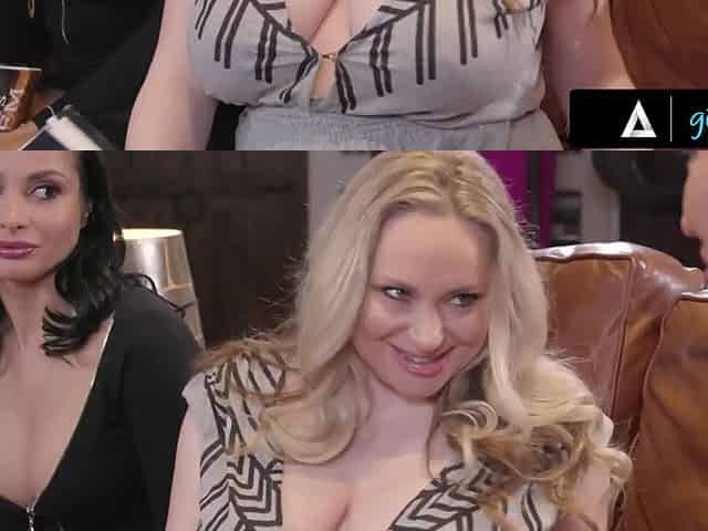 Buxom MILFs Aiden Starr and Crystal Rush enjoy lesbian 3some and massage