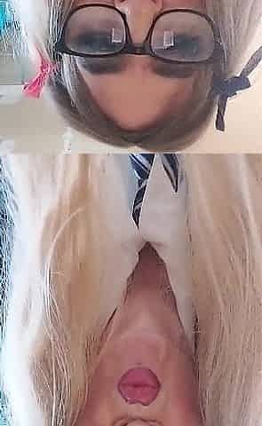 Lewd Sissy in Uniform Likes Her Precum