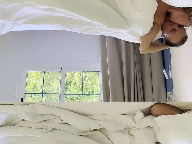 Spouse is waking up wife with hard penis on a vacation morning