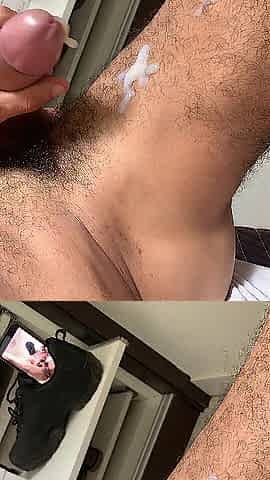 Unshaved stud with a large rod cumming thick load
