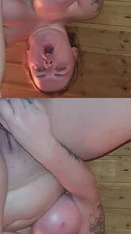 Busty Girl Masturbates with a Glass Dildo in a Public Sauna in Front of Others.