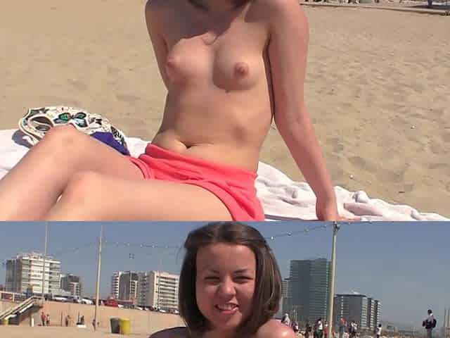 Teen brunettes get shaved and fuck outdoors by the sea.
