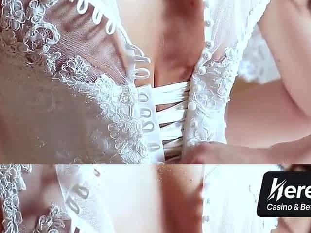Busty wedding bride caught cheating and likes strong ass