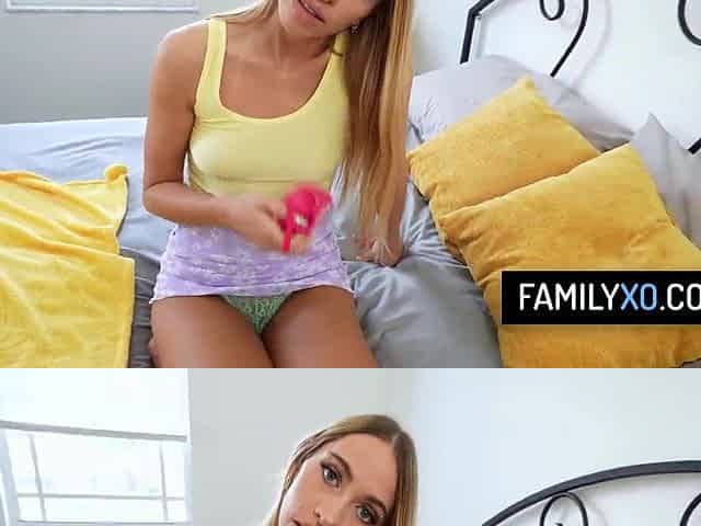 Blond playgirl screw with her stepdad in cowgirl pose