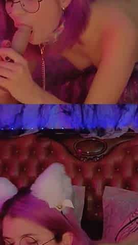 Playful Foxgirl Gives a Deep Blowjob to Her Master