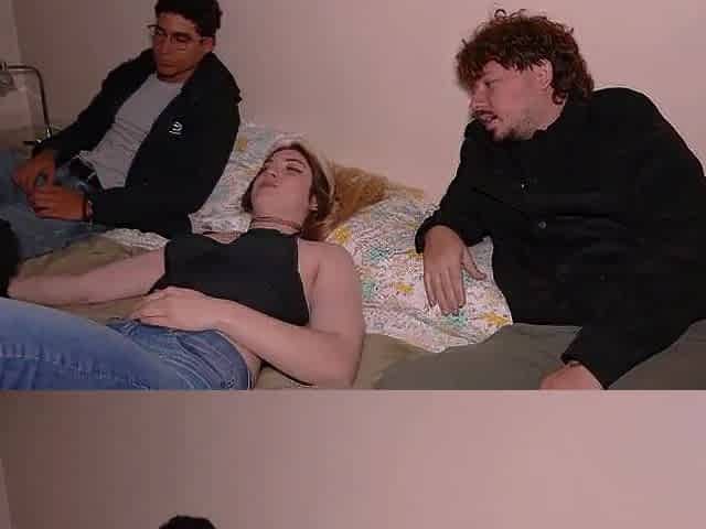 Allies arrive home after a party and end up having a three-some!