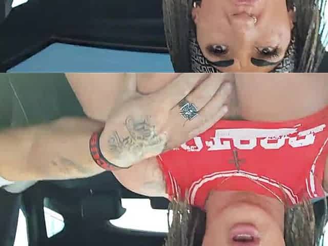 I Take Out My Tits and Fuck Myself in the Car so They Can See Me
