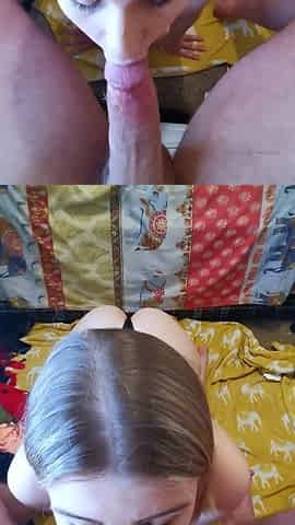 Real blonde amateur giving a POV blowjob