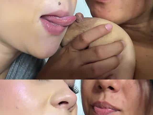 2 Lactating Cuties Suckling & Nursing Session