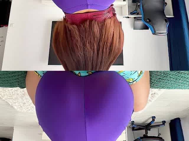 Humping rod with large booty in leggings and Making Stepbrother Cum on Self