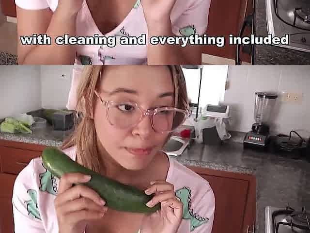 The Maid Bangs the Vegetables. This babe Cums in the Kitchen.