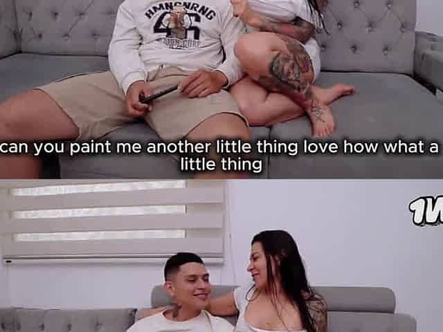Camila Henao, a tattooed Colombian milf, invites me to join her hubby for a threesome.