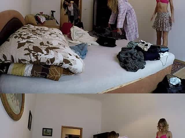 4 gals at changing room Upskirt Treats from the backstage voyeur livecam