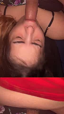 Blayke unfathomable mouths and gags on my large penis