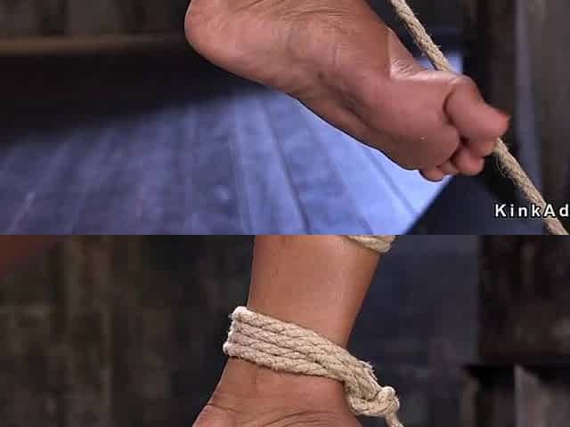 Black in hogtie suspension toyed (Chanell Heart)
