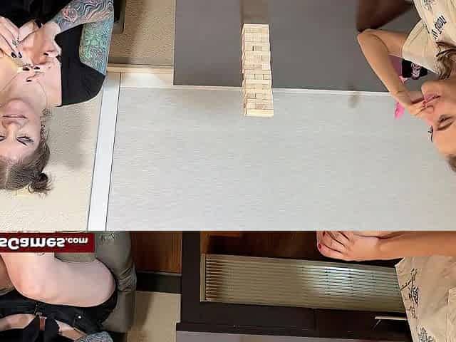 A playful twist on Truth or Dare Jenga with stripping