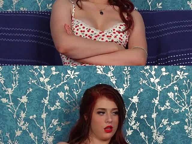 Sexy redhead voyeur teasing wanker
