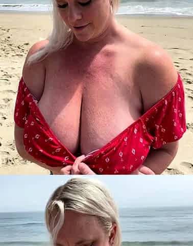 Shaved pussy blonde Tasha Reign with big boobs goes solo