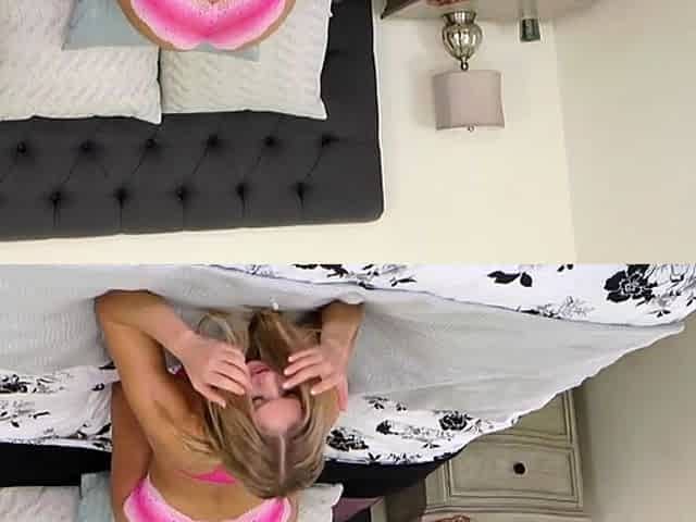Beautiful blonde babe licking