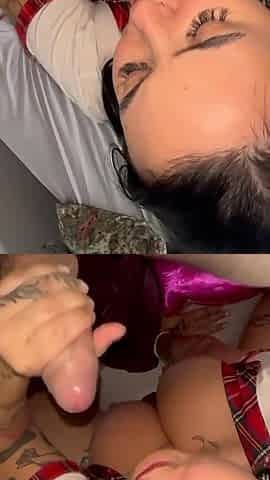 18yo Student with Silicone Gets Facial and Swallows