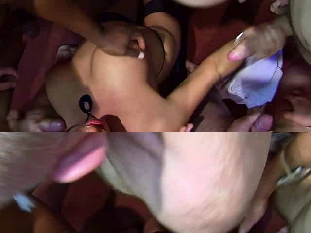 Dirty cock sucking and cummed on MILF duo