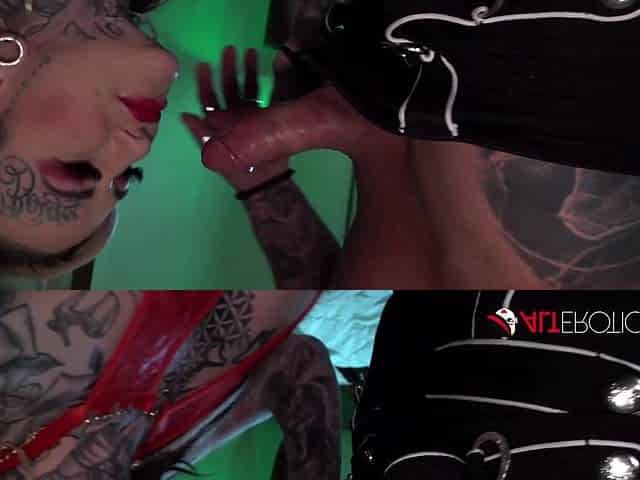 Inked-up girl gets fucked after a drawn-out deepthroat sesh
