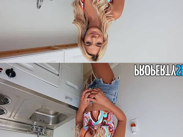 Lacy Tate Screws Landlord for Cheap Rent - Cute Golden-haired Tenant Sucks Large Knob & Takes Facial (Full Episode)