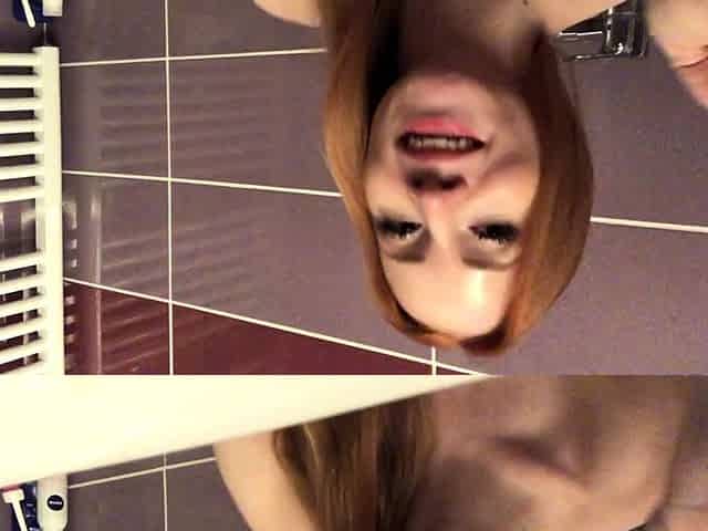 Amateur redhead masturbates then gives a blowjob
