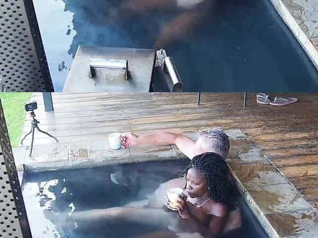 "Steam, Sun & Serenity" Black Secretary screws her boss in the hottub