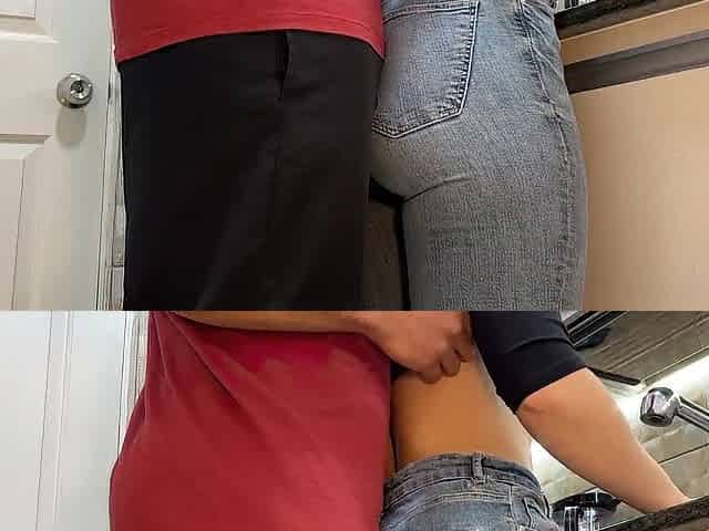 Maid getting Cum on her Jeans during the time that Washing Dishes (FREE USE)
