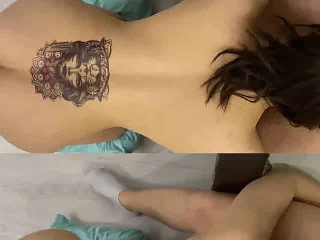 Tattooed babe squirts while giving better blowjob than his GF