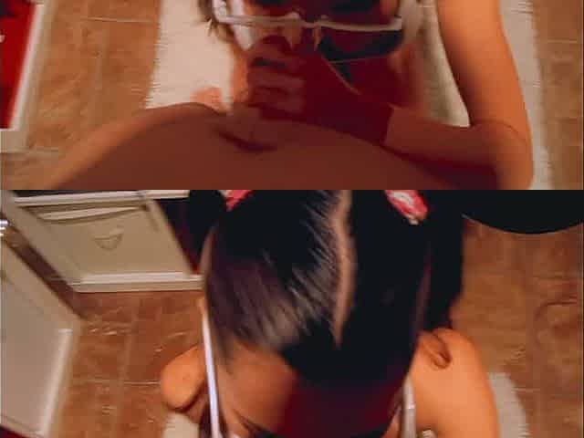 Busty Blowjob Babe with Ass in G-string and Pigtails Gets Taken Advantage Of And Used Fucking Her Head And Blowing Thick Nasty W