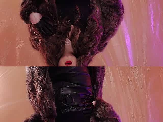 ASMR Mastix: furry coat fetish, clowly erotic movements and leather gloves close ups