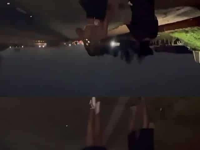 Hot latina girl is ready to have a threesome sex near a highway at night. Look at this slut!