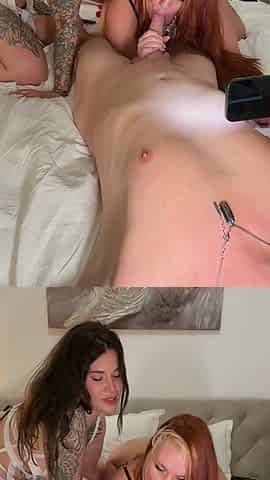 FFM Threesome Double BJ, Face-sitting & Gushing Climax