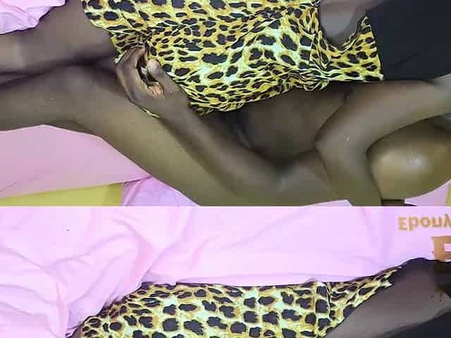 An Afro pair shares moments, culminating in her climaxing.