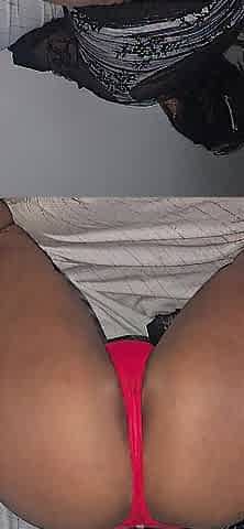 Thick Black Wife Shaking Butt in Red Strap
