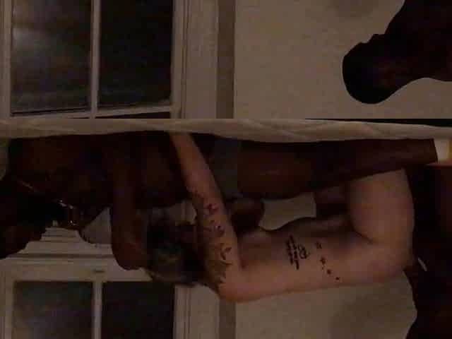 Hardcore interracial slut blowjob fuck for her tiny throat