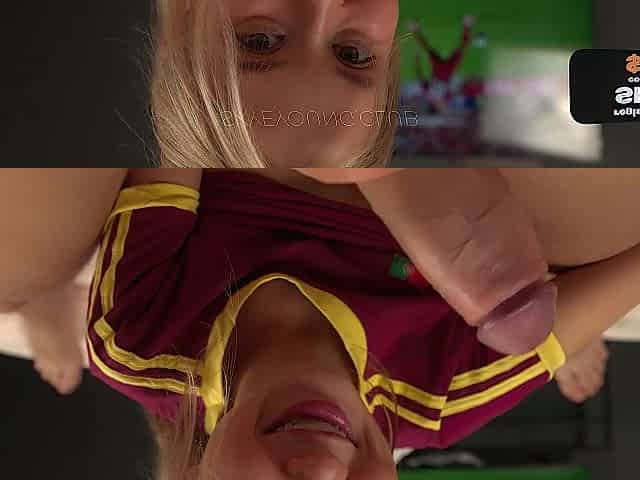 Want to screw me? Lustful Portugal fan in hot jersey gets loaded with cum during football match!