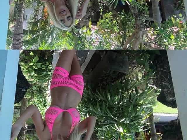 Puma Swede shows your diamonds in her villa with swimming pool