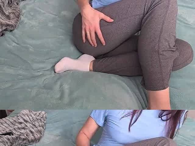 squirting climax in yoga leggings
