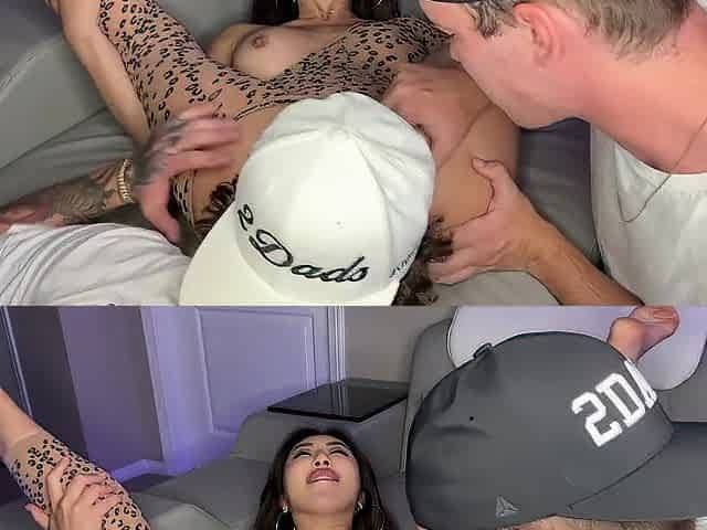 1 Oriental, two Schlongs! Nicole Doshi takes two Frat Hunk RAMRODS!