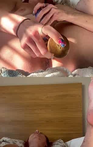 Blonde milf turns into redhead and fucks herself with a new