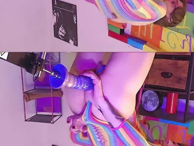 Banging my booty in my cute rainbow outfit