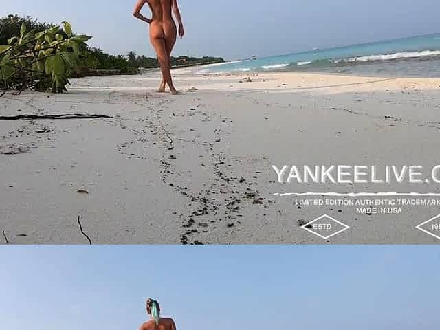 Blonde Solo Female's Nudist Walk on the Beach
