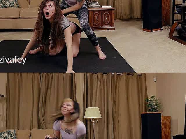 Ziva Fey - Hair pulling cat fight with larzstord
