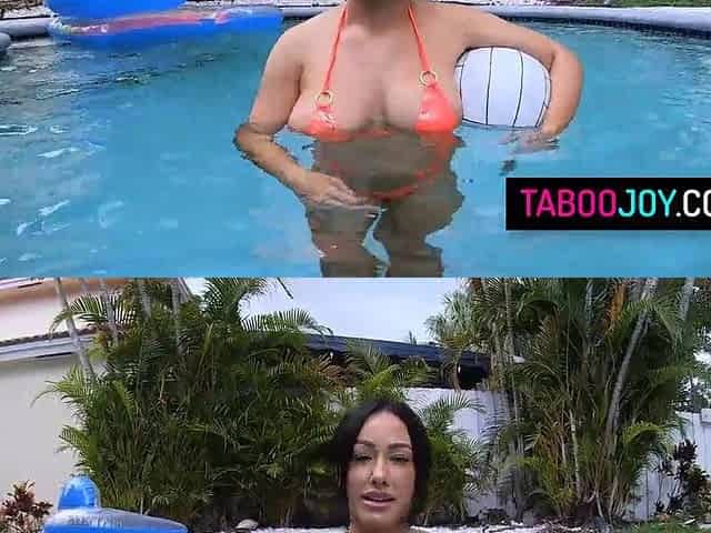 Sexually excited teen stepsiblings intensive screw in the pool