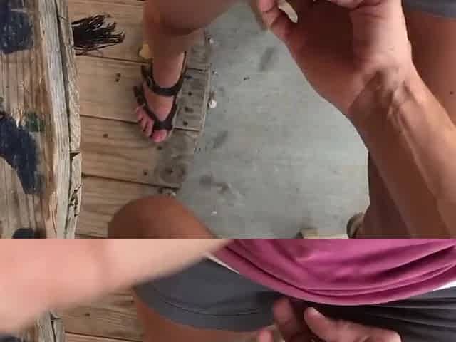 StepBro Touches Her Cunt Makes Her Squirt at Public Bar