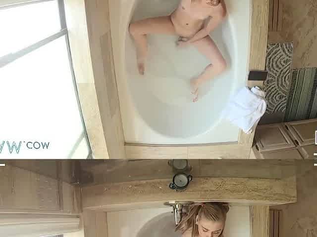 Petite Hannah Caught Her Stepbro Jerking Off To Her On The Bath